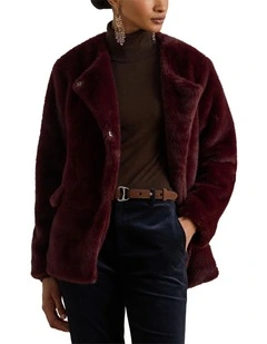 Faux-Fur Coat in Red