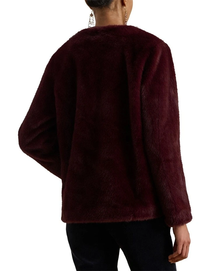 Faux-Fur Coat in Red image 2