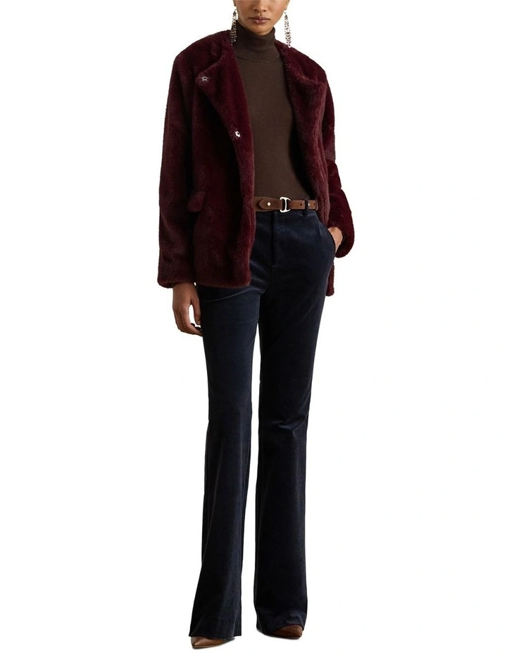 Faux-Fur Coat in Red image 3