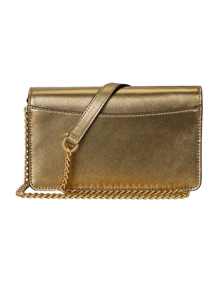 Metallic Crossbody Turn-Lock Tech Case in Gold image 2