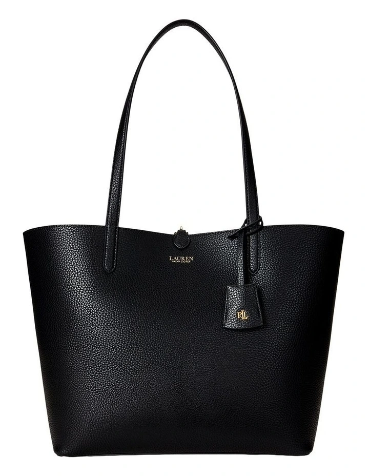 Faux-Leather Large Reversible Tote Bag in Black image 1