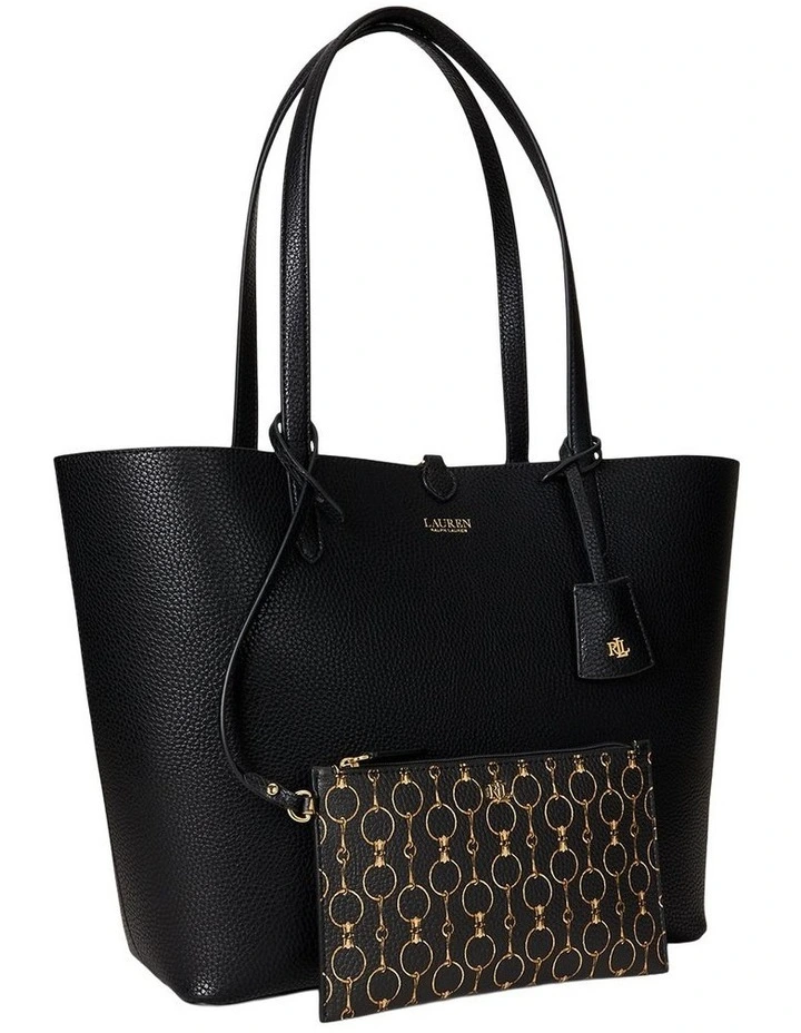 Faux-Leather Large Reversible Tote Bag in Black image 2