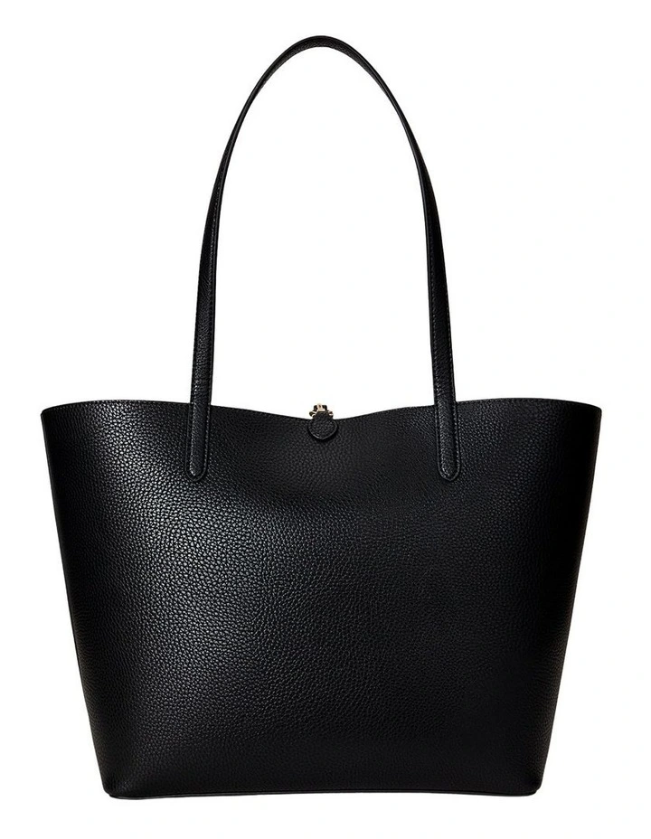 Faux-Leather Large Reversible Tote Bag in Black image 3