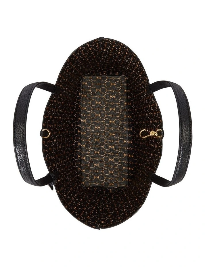 Faux-Leather Large Reversible Tote Bag in Black image 4