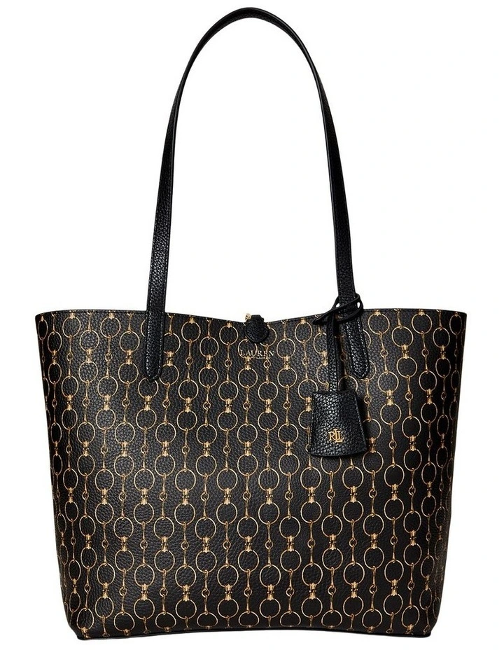 Faux-Leather Large Reversible Tote Bag in Black image 5