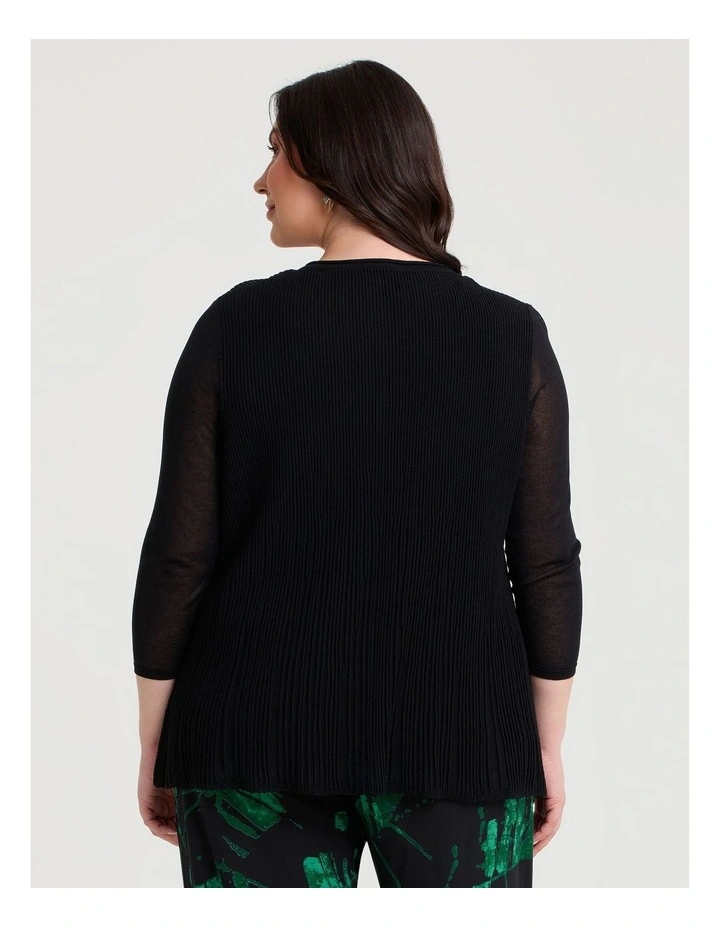 Plisse Knit Natural Cardigan Black image 2