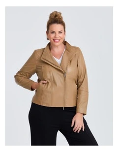 Leather Lottie Panel Jacket in Cinnamon