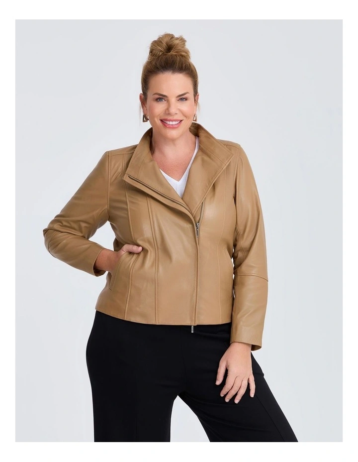 Leather Lottie Panel Jacket in Cinnamon image 1