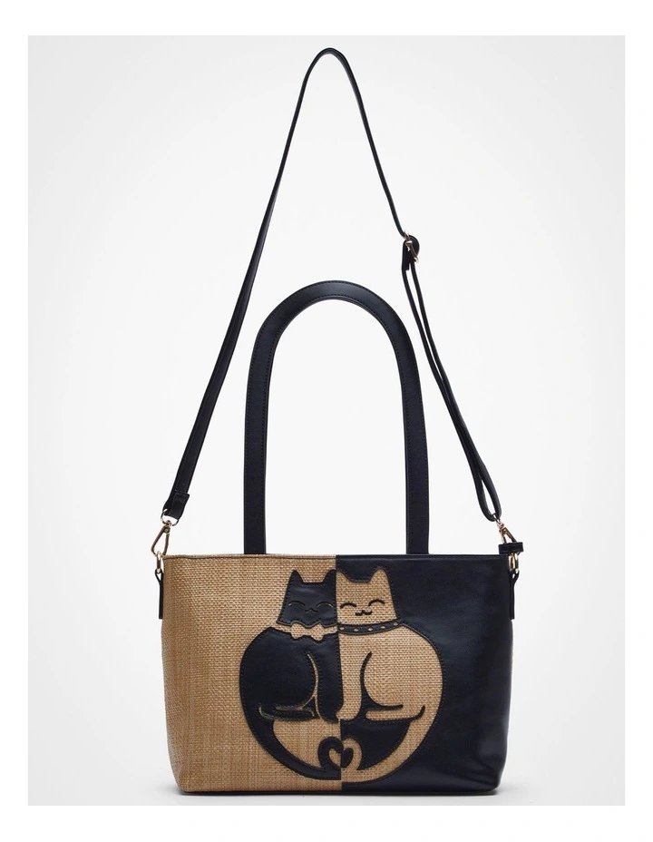 Cat Duo Shoulder Bag Black/Natural image 6