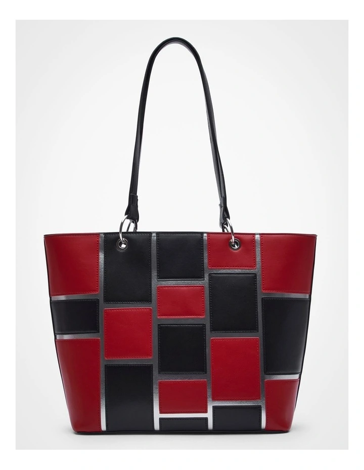 Multi Tile Tote Bag Black/red image 1