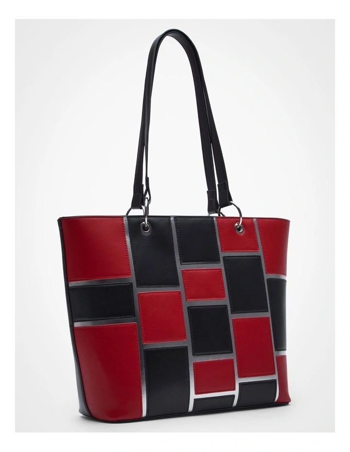 Multi Tile Tote Bag Black/red image 3