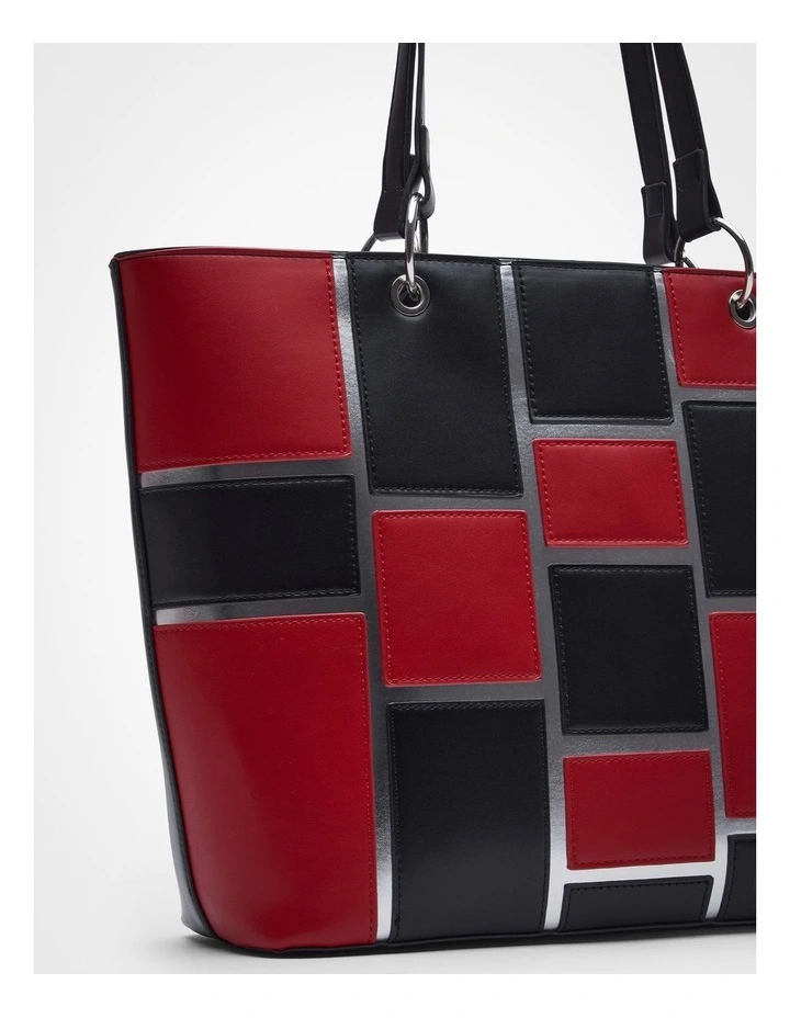 Multi Tile Tote Bag Black/red image 4