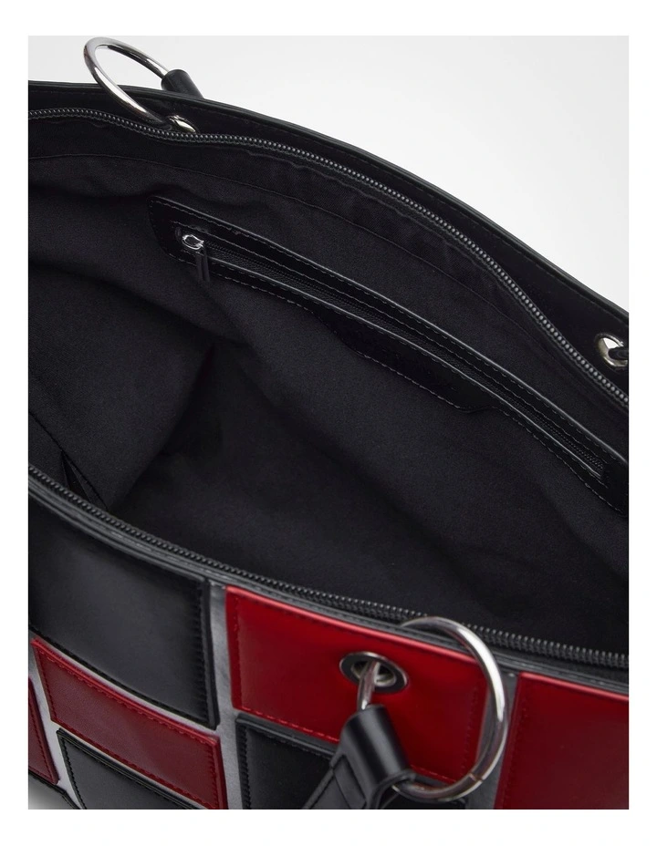 Multi Tile Tote Bag Black/red image 5