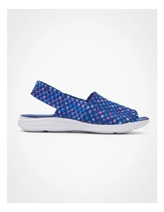 Woven Stretch Sling Back in Navy/Multi