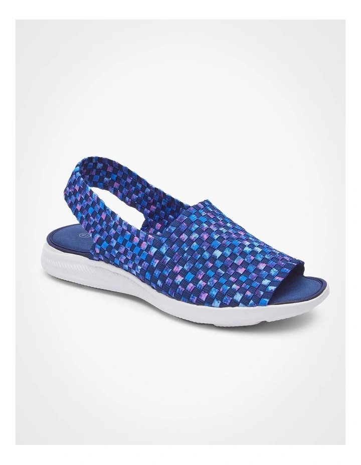 Woven Stretch Sling Back in Navy/Multi image 2