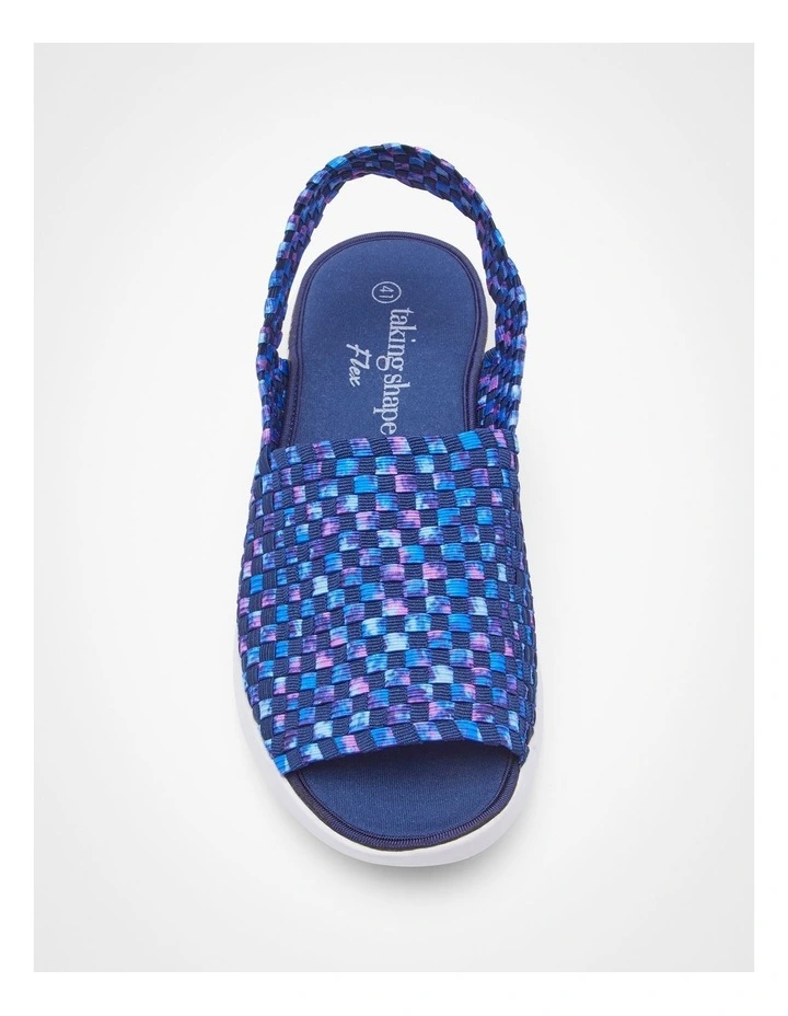 Woven Stretch Sling Back in Navy/Multi image 3