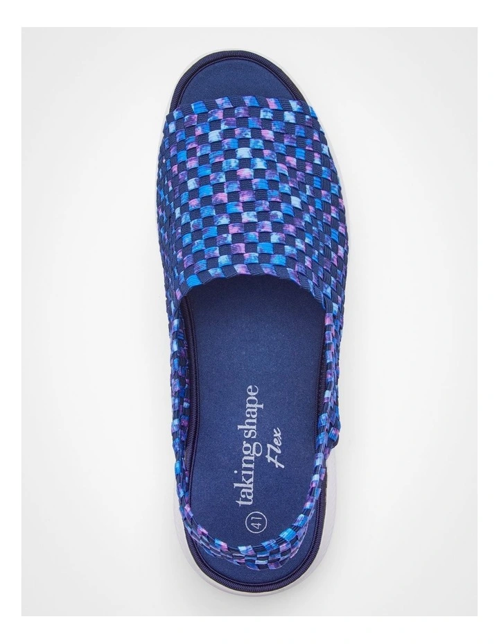 Woven Stretch Sling Back in Navy/Multi image 4