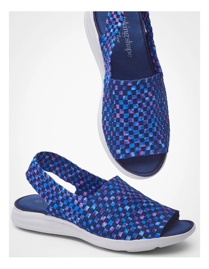 Woven Stretch Sling Back in Navy/Multi image 5