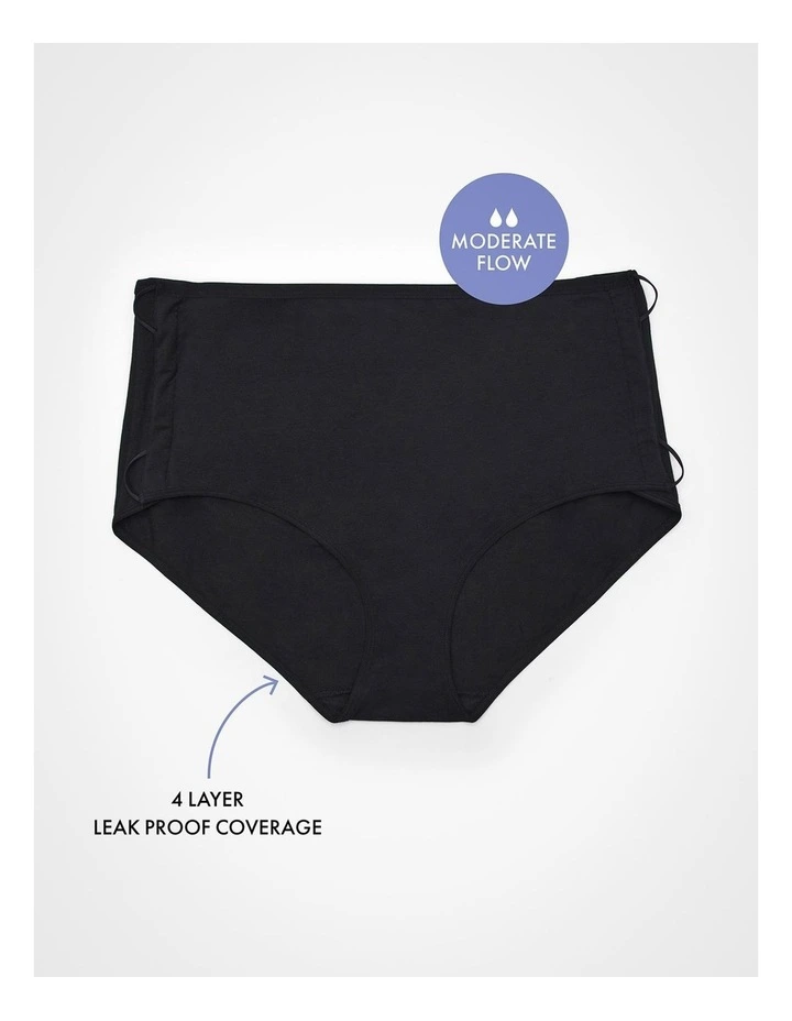 Adaptive Cotton Leak Proof Brief in Black image 1