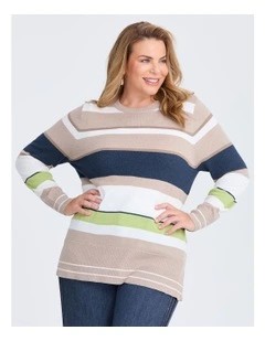 Textured Multi Stripe Jumper in Stripe
