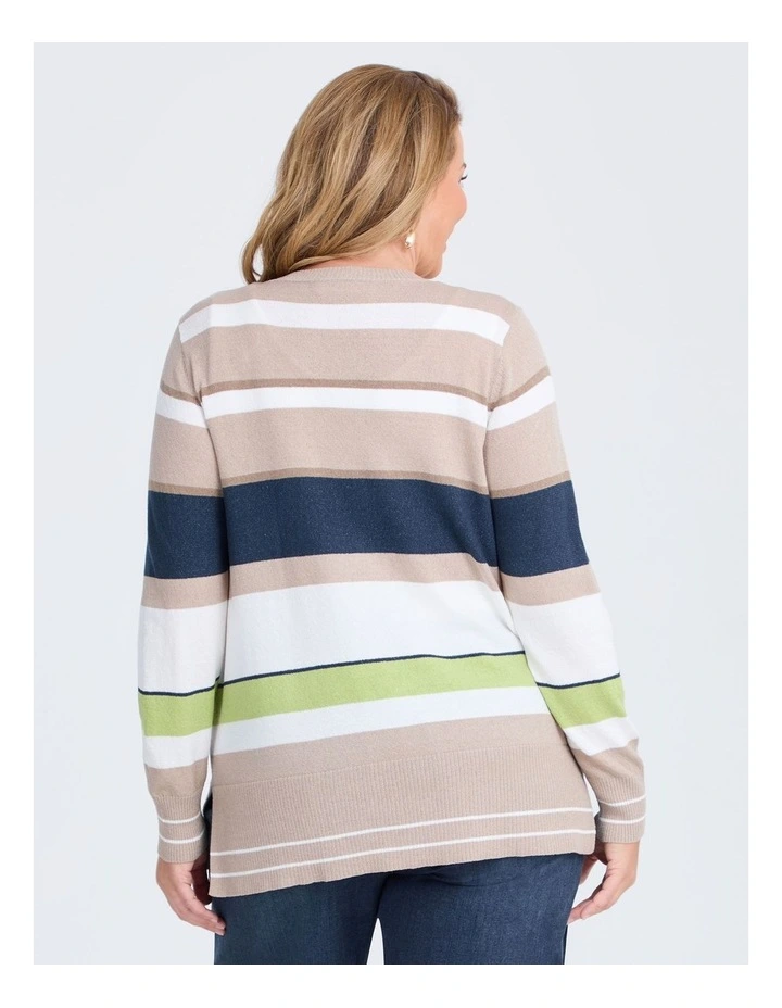 Textured Multi Stripe Jumper in Stripe image 2