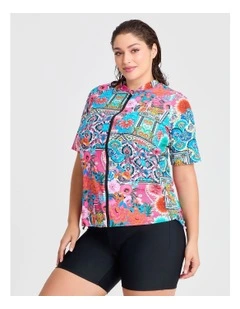 Botanica Ruched Zip Rash Vest in Multi