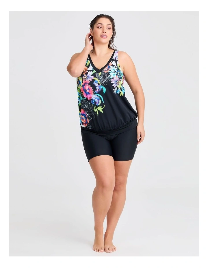 Floral V-neck Blouson Tankini Print image 3
