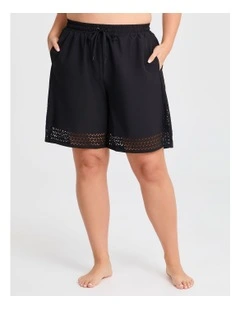 Laser Cut Stretch Boardshort in Black