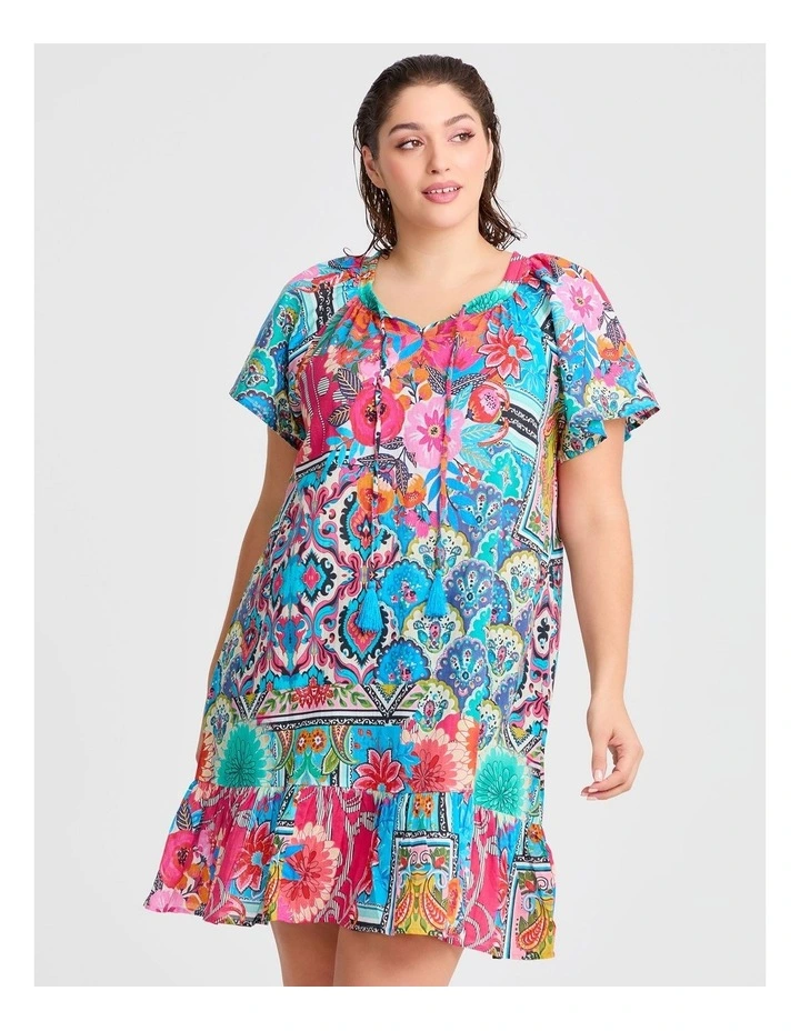 Cotton Botanica Coverup Dress Print in Multi image 3