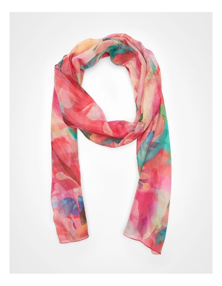 Pretty Floral Silk Scarf Multi image 1