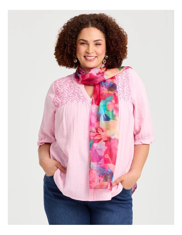 Pretty Floral Silk Scarf Multi image 2