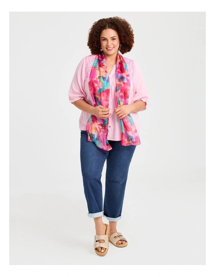 Pretty Floral Silk Scarf Multi image 3