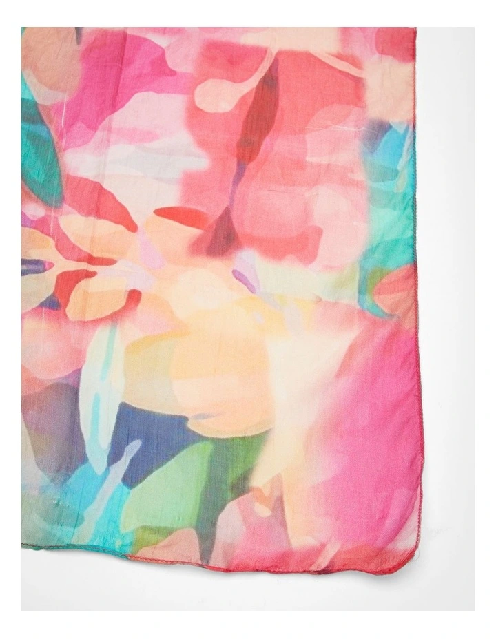 Pretty Floral Silk Scarf Multi image 4