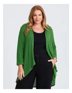 Textured Moanna Zip Cardigan Clover in Green