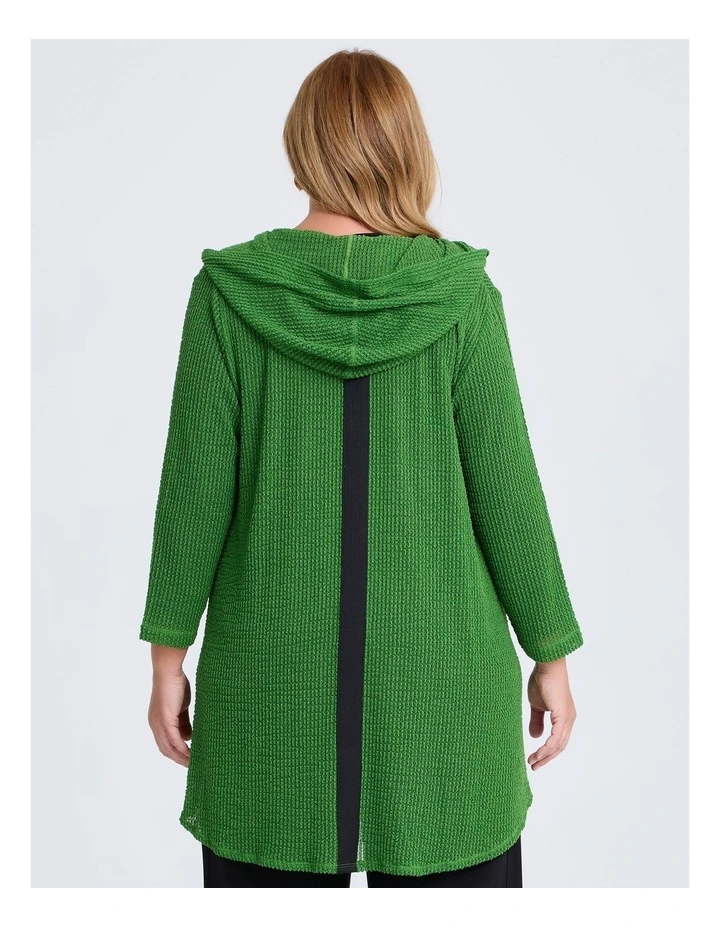Textured Moanna Zip Cardigan Clover in Green image 2