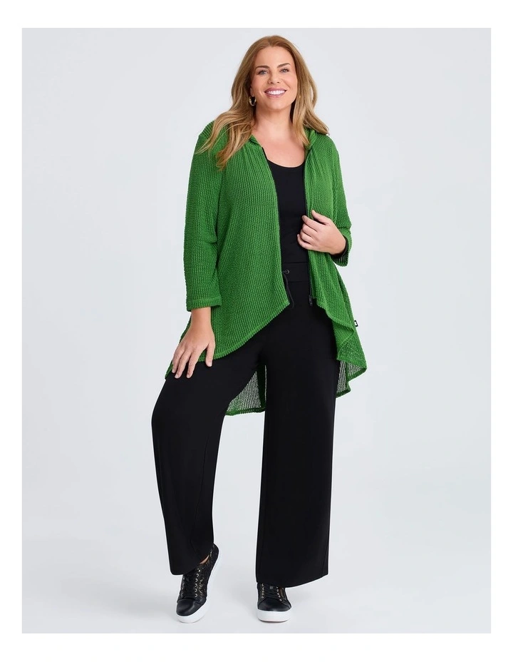 Textured Moanna Zip Cardigan Clover in Green image 4