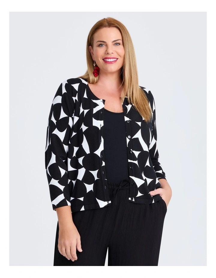 Abstract Natural Cardigan in Multi image 1
