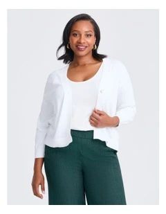 Cotton Popcorn Cardigan in White