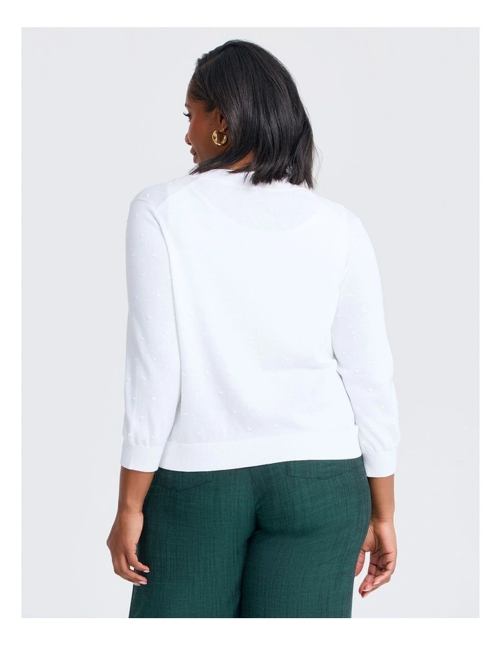 Cotton Popcorn Cardigan in White image 2