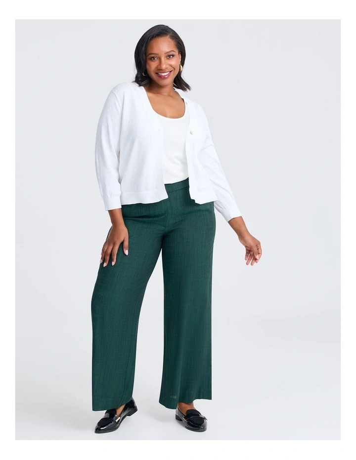 Cotton Popcorn Cardigan in White image 3