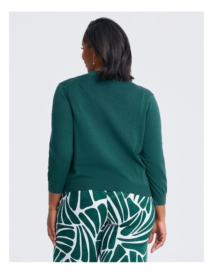 Cotton Popcorn Cardigan Forest Green image 2