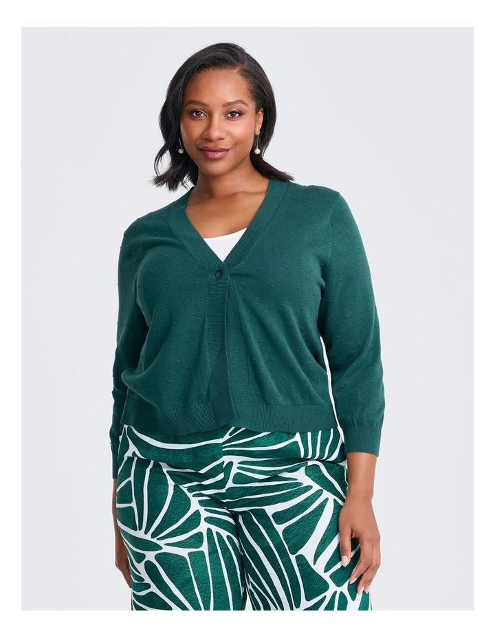 Cotton Popcorn Cardigan Forest Green image 3
