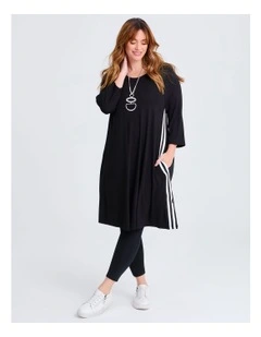 Natural Tama Stripe Dress Black