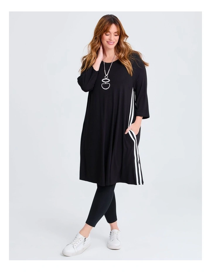 Natural Tama Stripe Dress Black image 1