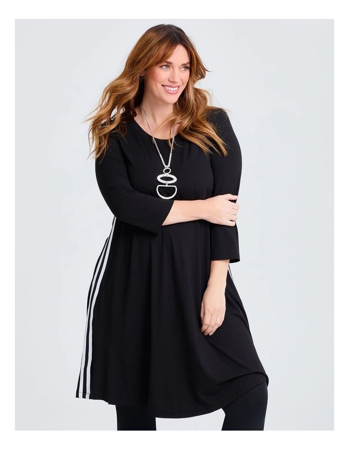 Natural Tama Stripe Dress Black image 3