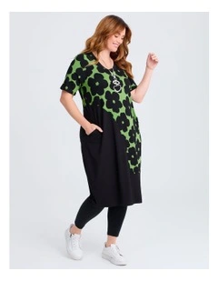 Natural Taia Abstract Print Dress