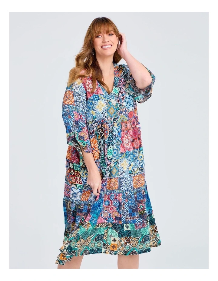 Natural Mosaic Tile Dress in Print image 3