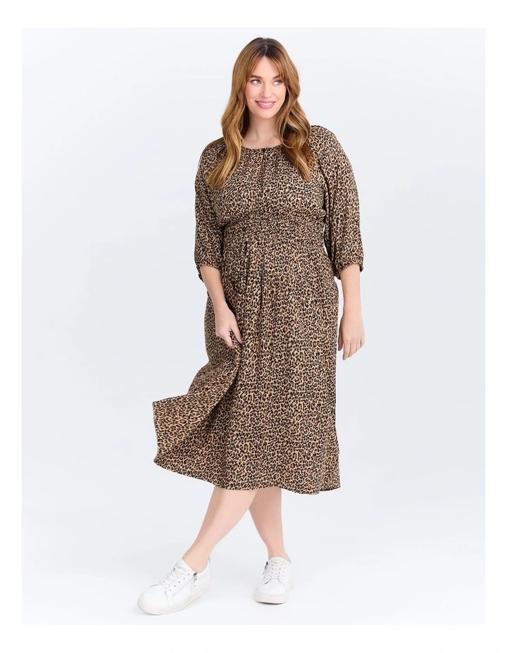 Natural Animal Shirred Dress Print image 3
