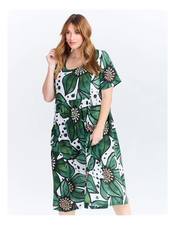 Natural Pocket Midi Dress Urban Floral Print image 2