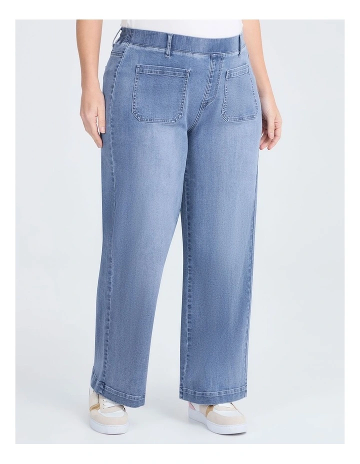 Cotton Wide Leg Pocket Jean Eden Blue Denim image 1